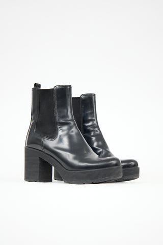Prada Leather Platform Chelsea Boot
