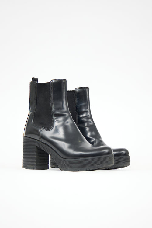 Prada Leather Platform Chelsea Boot
