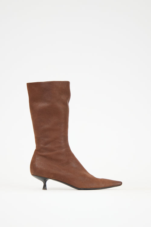 Prada Leather Pointed Boot