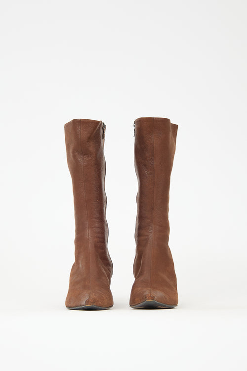 Prada Leather Pointed Boot