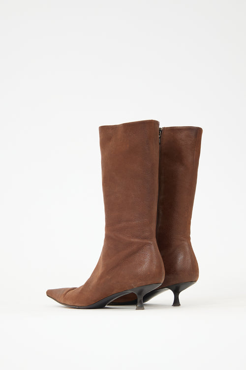 Prada Leather Pointed Boot