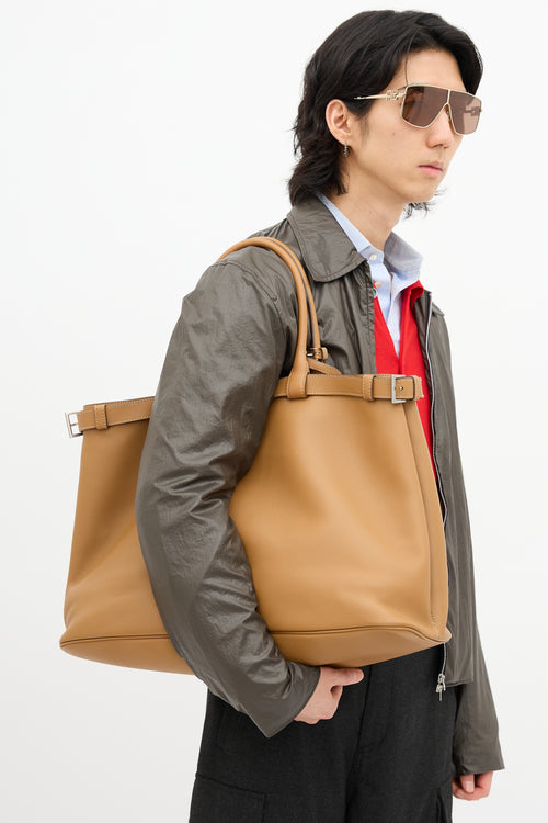 Prada Leather Double Belt Tote Bag