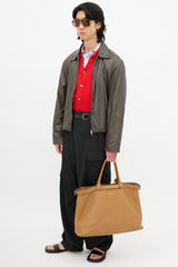 Prada Leather Double Belt Tote Bag