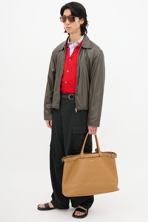 Prada Leather Double Belt Tote Bag