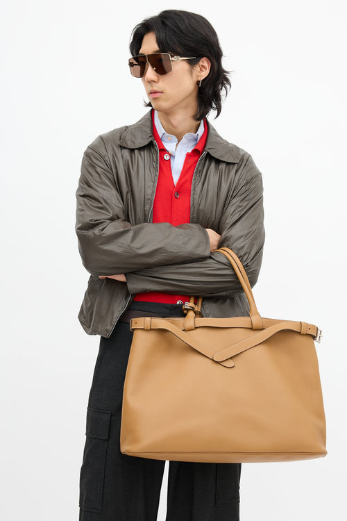 Prada Leather Double Belt Tote Bag