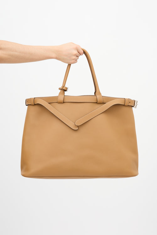 Prada Leather Double Belt Tote Bag