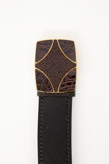 Prada Vintage Leather Geometric Buckle Belt