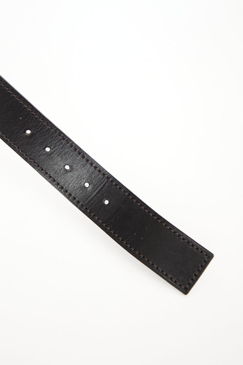 Prada Vintage Leather Geometric Buckle Belt