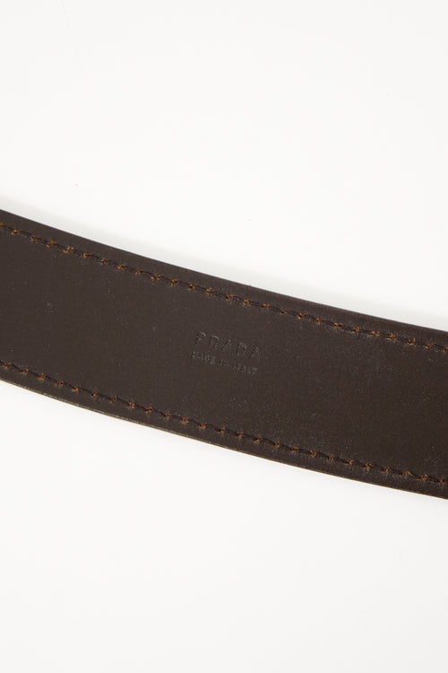Prada Vintage Leather Geometric Buckle Belt