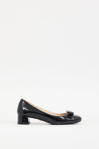 Prada Black Patent Leather Bow Pump