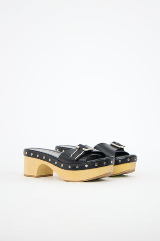 Prada Leather Buckle Clog
