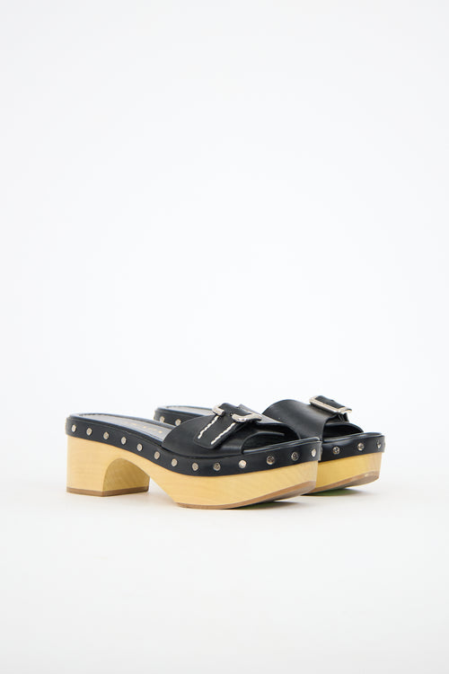 Prada Leather Buckle Clog