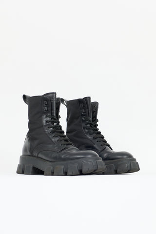 Prada Leather & Re-Nylon Monolith Boot