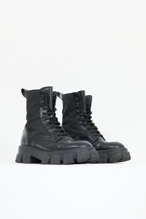 Prada Leather & Re-Nylon Monolith Boot