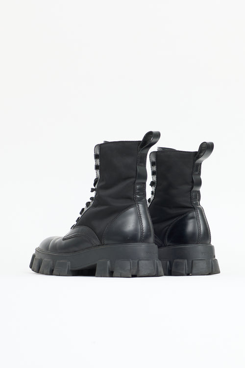 Prada Leather & Re-Nylon Monolith Boot