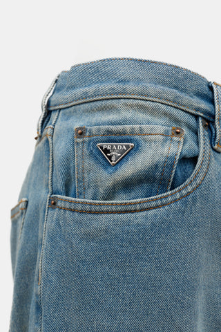 Prada Tapered Leg Logo Jeans