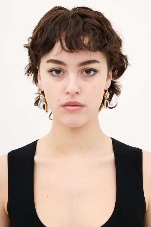 Prada Gold & Multi Crystal Drop Earrings