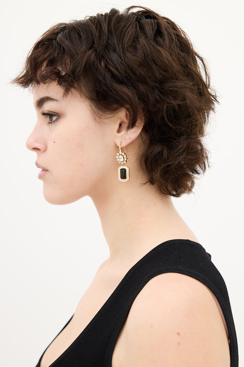 Prada Gold & Multi Crystal Drop Earrings