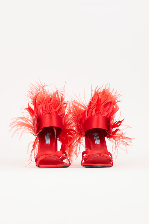 Prada Satin Feather Button Heel