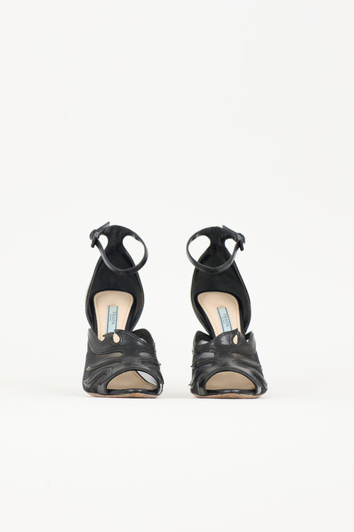 Prada Leather & Mesh Flame Heel
