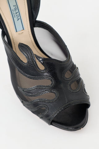 Prada Leather & Mesh Flame Heel