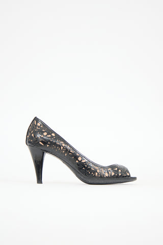 Prada Cutout Floral Pump