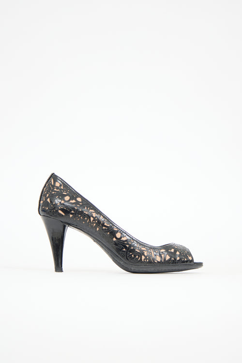 Prada Cutout Floral Pump