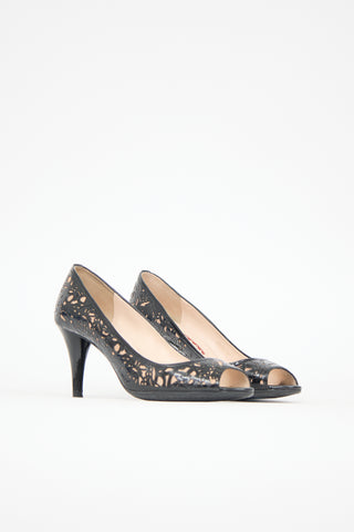 Prada Cutout Floral Pump