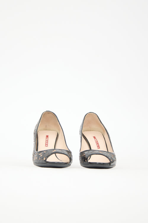Prada Cutout Floral Pump