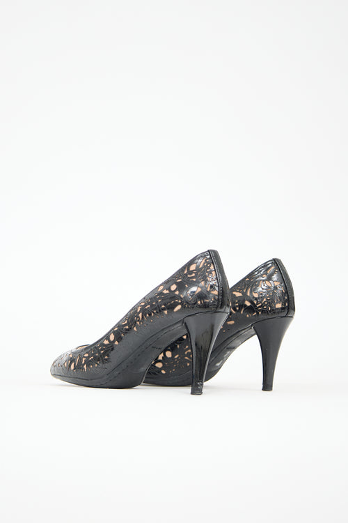 Prada Cutout Floral Pump