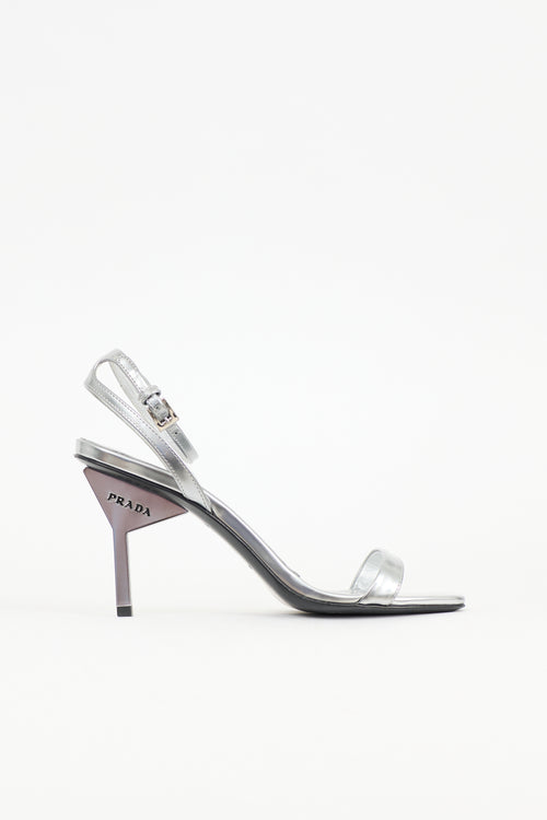 Prada Leather Triangle Logo Sandal