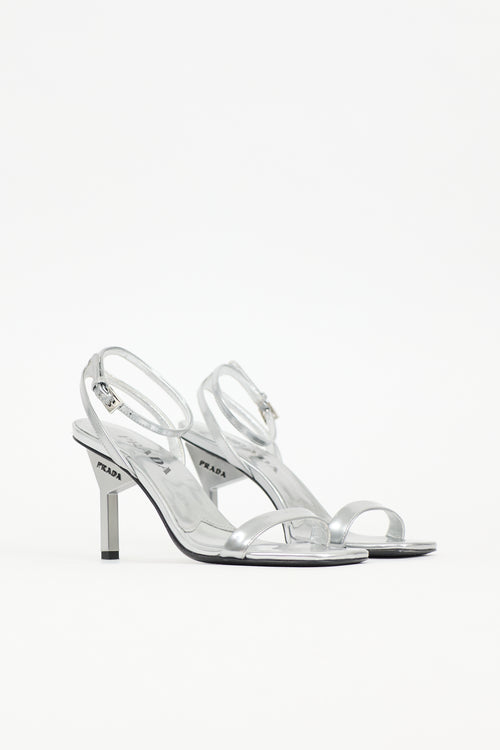 Prada Leather Triangle Logo Sandal