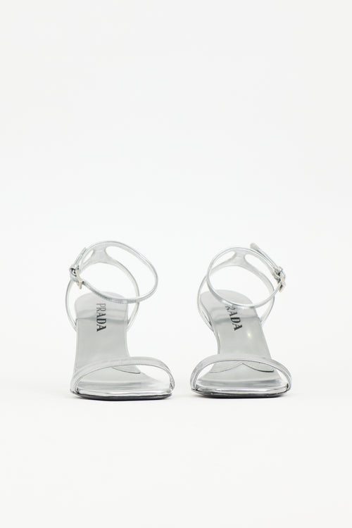 Prada Leather Triangle Logo Sandal