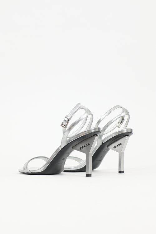 Prada Leather Triangle Logo Sandal