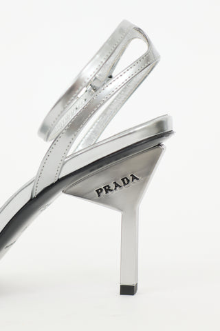 Prada Leather Triangle Logo Sandal