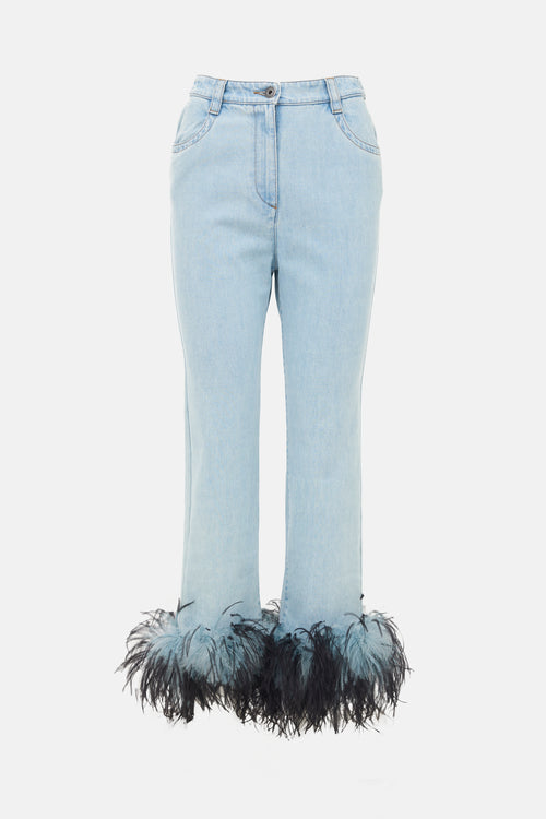 Prada SS 2017 Feather Cuff Jeans