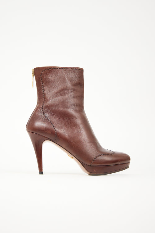 Prada Leather Embroidered Boot