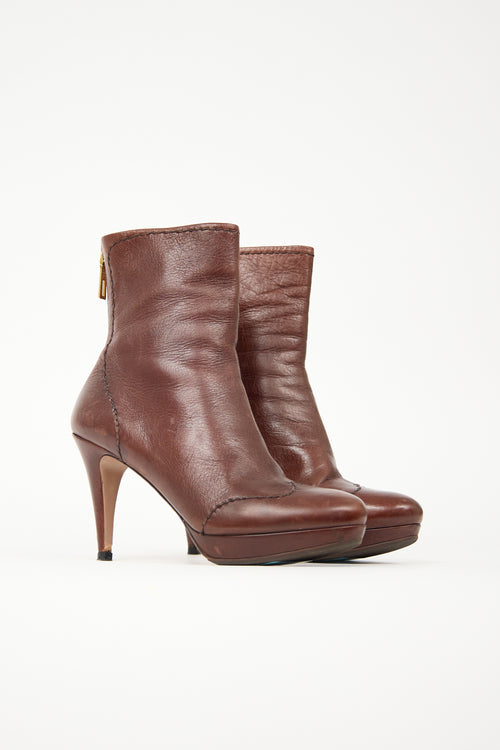 Prada Leather Embroidered Boot