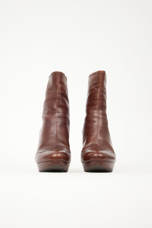 Prada Leather Embroidered Boot