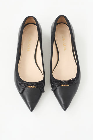 Prada Pointed Toe Logo Flat