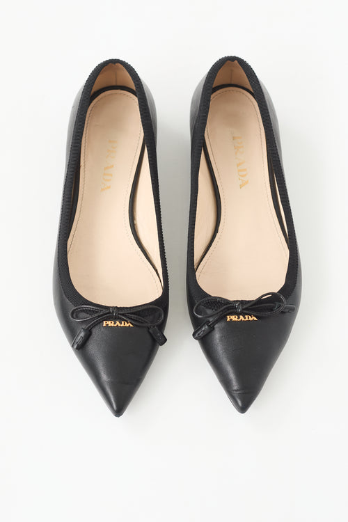Prada Pointed Toe Logo Flat