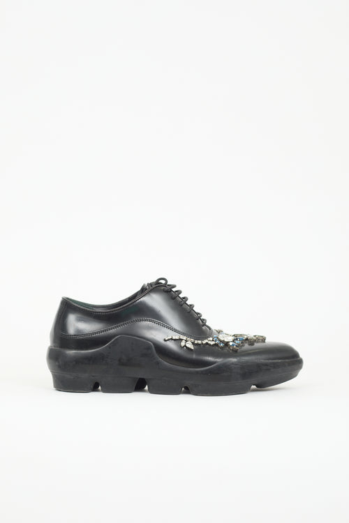 Prada Leather Crystal Embellished Oxford