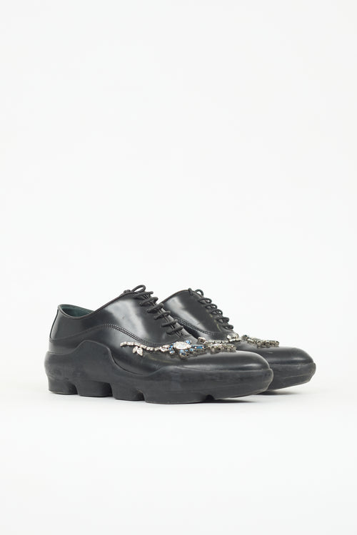 Prada Leather Crystal Embellished Oxford