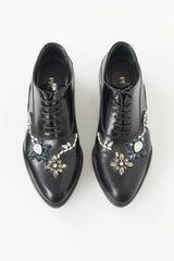 Prada Leather Crystal Embellished Oxford