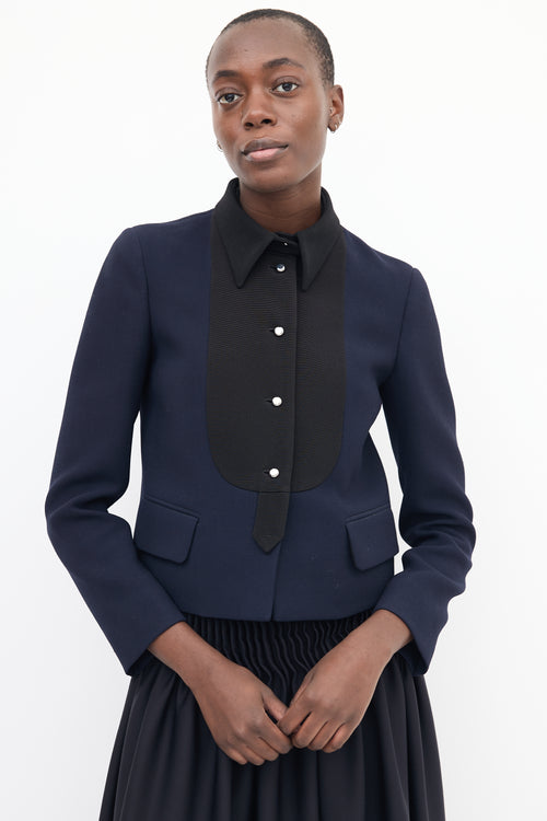 Prada Black & Navy Cropped Jacket