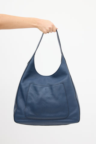 Prada Navy Pebbled Leather Shoulder Bag