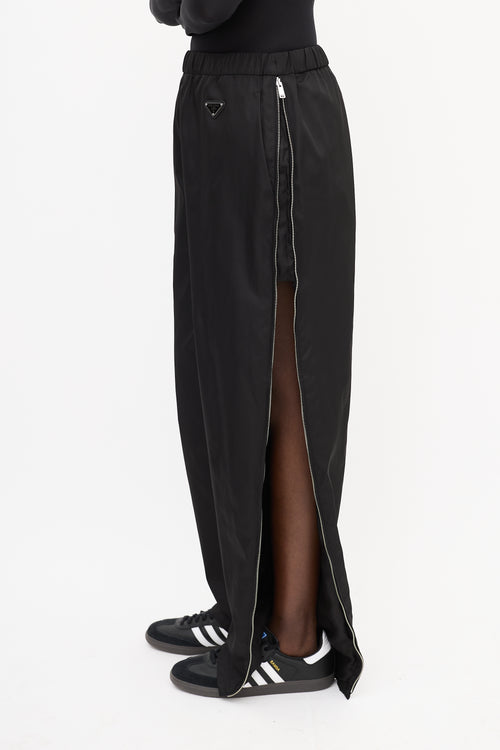 Prada Black Nylon Triangle Logo Track Pant