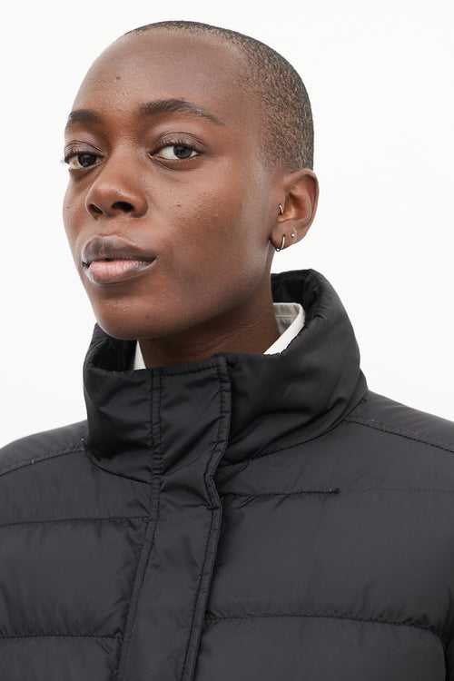 Prada Sport Black Quilted Down & Fur Puffer Jacket