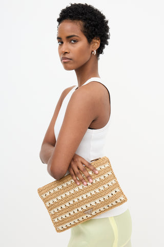 Prada Raffia Stripe Clutch
