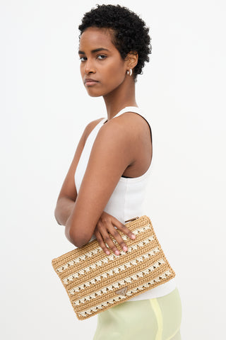 Prada Raffia Stripe Clutch